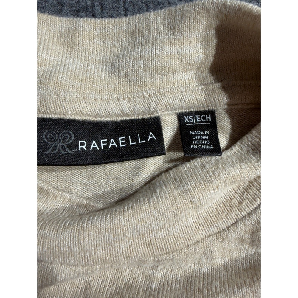 Rafaella Womens XS Beige Mock Neck Long Sleeve Top Snap Button Cuffs Knit Shirt - Picture 3 of 9